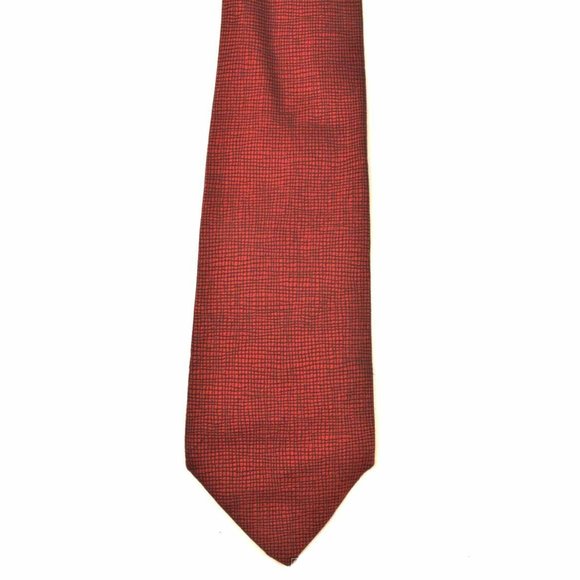 CHARVET Red Wavy Check 100% Silk Luxury Tie - 3.5